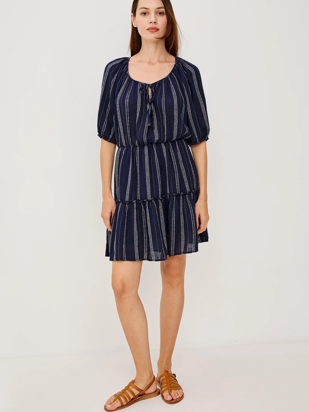 Rails Saba Navy Striped Tiered Mini Dress